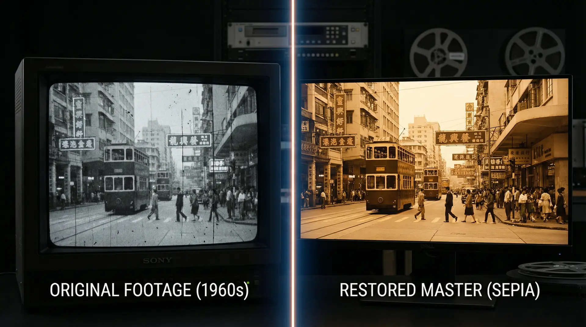 AI修复技术对比 - 少妇视频 影像修复前后效果